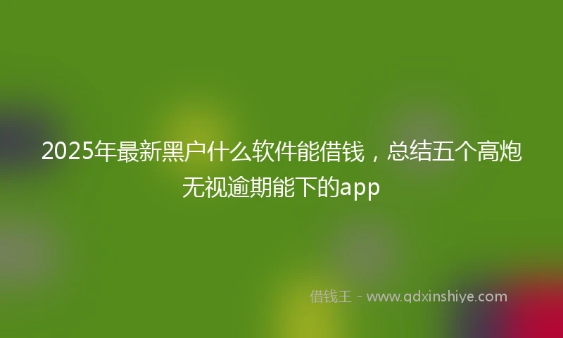 2025年最新黑户什么软件能借钱，总结五个高炮无视逾期能下的app