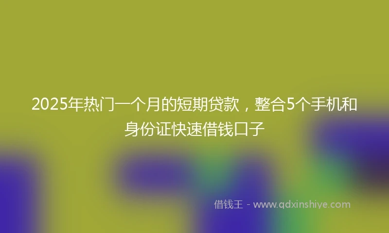 2025年热门一个月的短期贷款，整合5个手机和身份证快速借钱口子