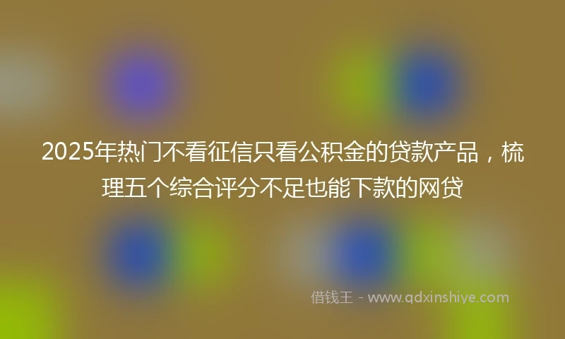 2025年热门不看征信只看公积金的贷款产品，梳理五个综合评分不足也能下款的网贷