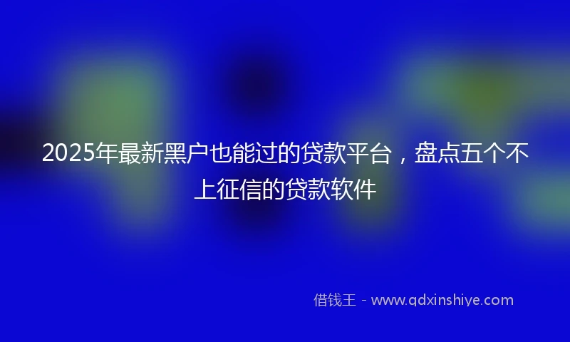 2025年最新黑户也能过的贷款平台,盘点五个不上征信的贷款软件