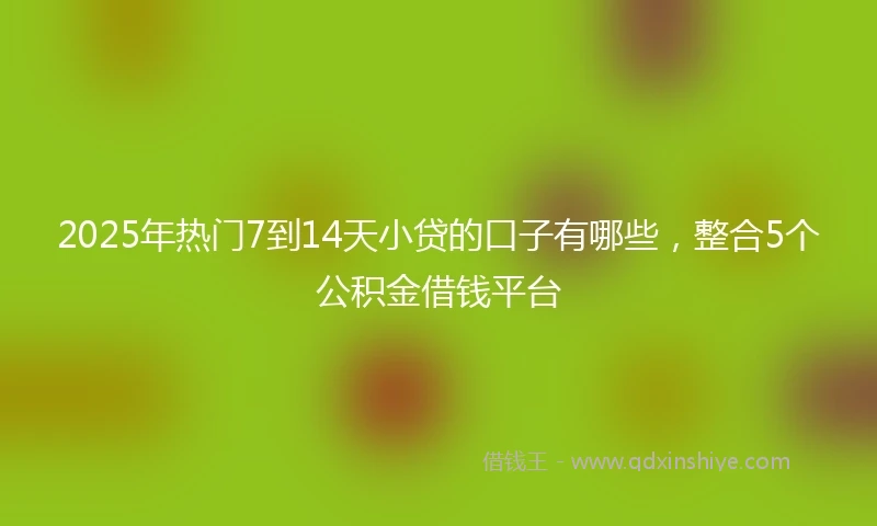 2025年热门7到14天小贷的口子有哪些,整合5个公积金借钱平台
