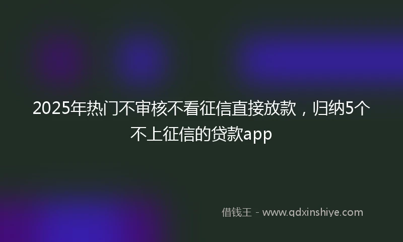 2025年热门不审核不看征信直接放款，归纳5个不上征信的贷款app