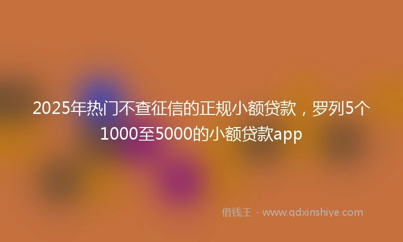 2025年热门不查征信的正规小额贷款，罗列5个1000至5000的小额贷款app