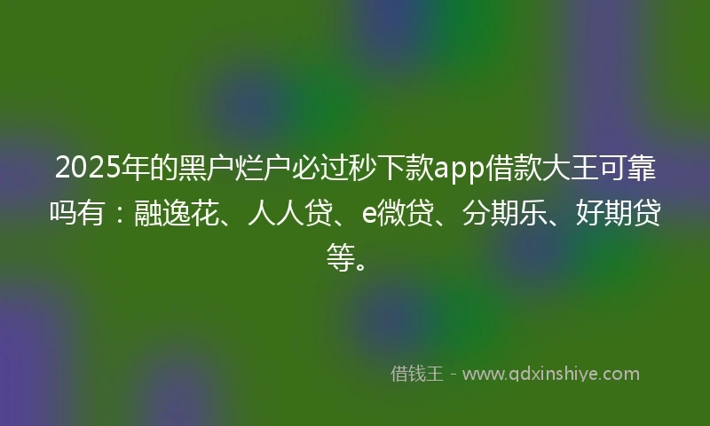 2025年的黑户烂户必过秒下款app借款大王可靠吗有：融逸花、人人贷、e微贷、分期乐、好期贷等。