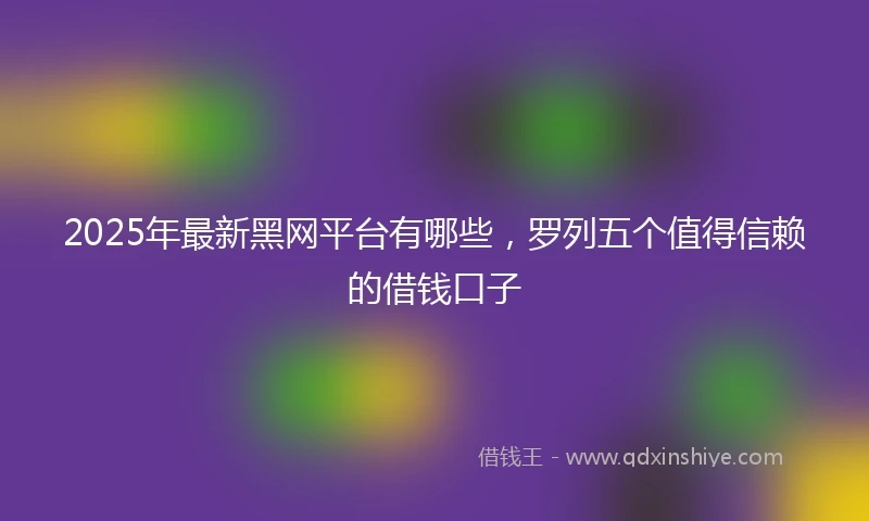 2025年最新黑网平台有哪些，罗列五个值得信赖的借钱口子