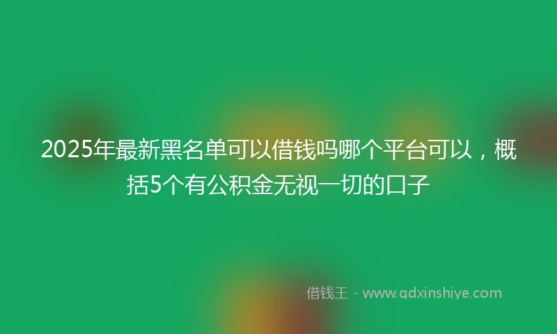 2025年最新黑名单可以借钱吗哪个平台可以，概括5个有公积金无视一切的口子