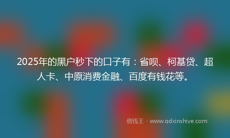 2025年的黑户秒下的口子有：省呗、柯基贷、超人卡、中原消费金融、百度有钱花等。