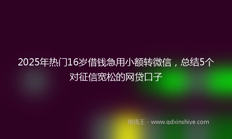 2025年热门16岁借钱急用小额转微信，总结5个对征信宽松的网贷口子