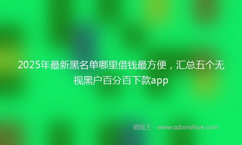 2025年最新黑名单哪里借钱最方便，汇总五个无视黑户百分百下款app