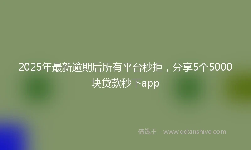 2025年最新逾期后所有平台秒拒，分享5个5000块贷款秒下app