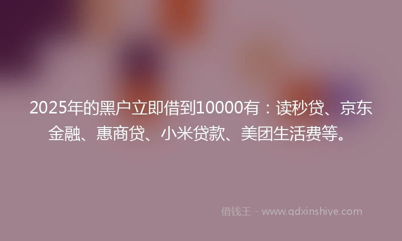 2025年的黑户立即借到10000有：读秒贷、京东金融、惠商贷、小米贷款、美团生活费等。