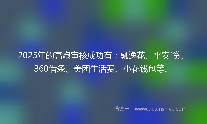 2025年的高炮审核成功有：融逸花、平安i贷、360借条、美团生活费、小花钱包等。