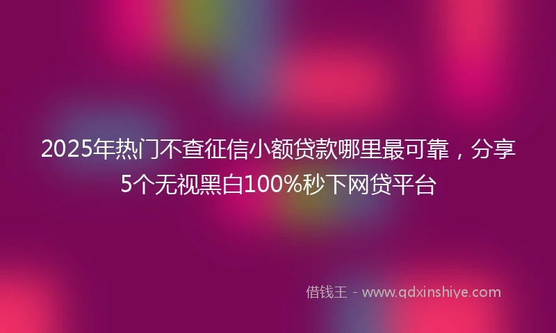 2025年热门不查征信小额贷款哪里最可靠,分享5个无视黑白100%秒下网贷平台