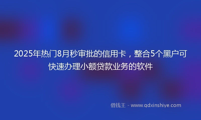2025年热门8月秒审批的信用卡,整合5个黑户可快速办理小额贷款业务的软件
