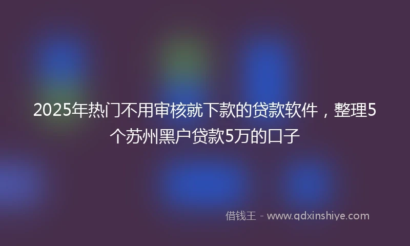 2025年热门不用审核就下款的贷款软件，整理5个苏州黑户贷款5万的口子