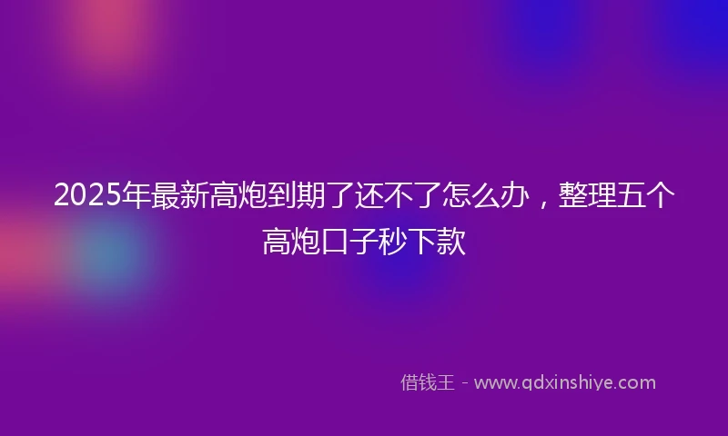 2025年最新高炮到期了还不了怎么办，整理五个高炮口子秒下款