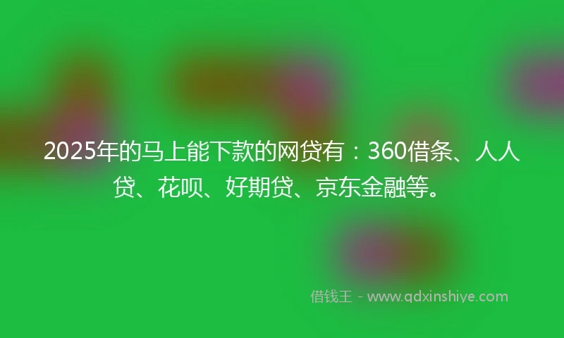 2025年的马上能下款的网贷有：360借条、人人贷、花呗、好期贷、京东金融等。