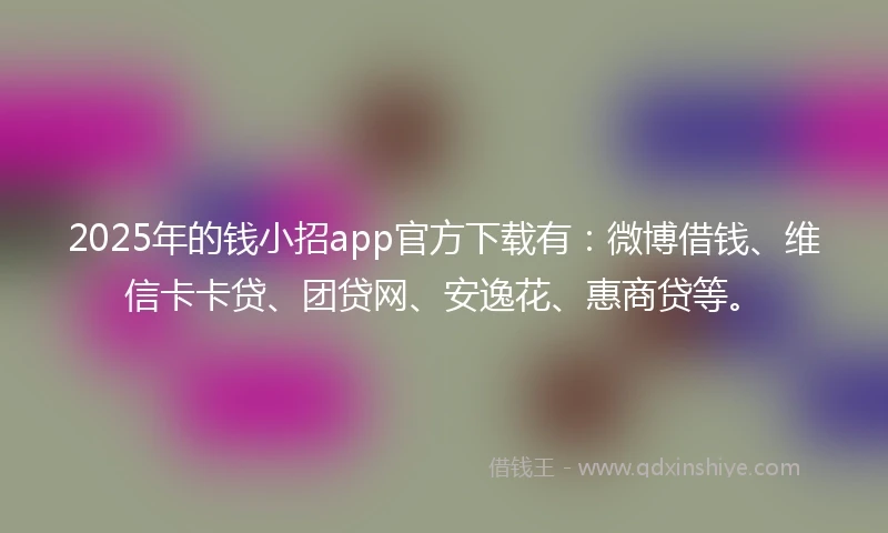 2025年的钱小招app官方下载有：微博借钱、维信卡卡贷、团贷网、安逸花、惠商贷等。