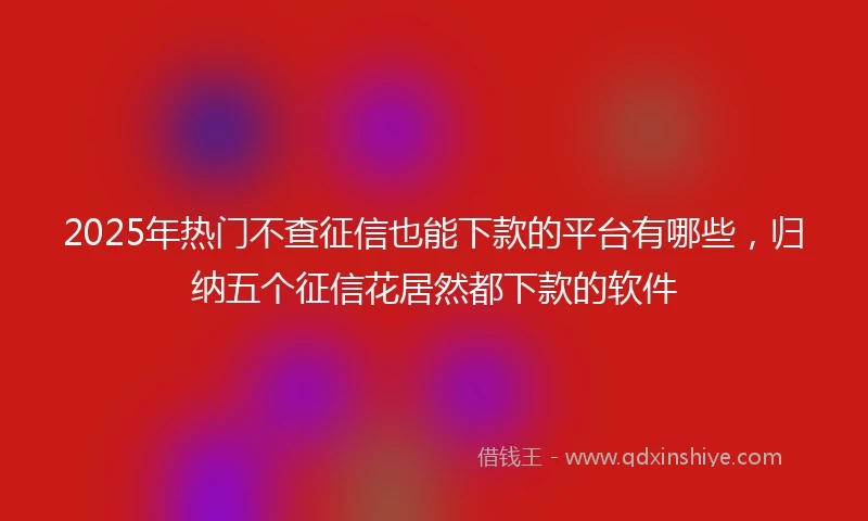 2025年热门不查征信也能下款的平台有哪些，归纳五个征信花居然都下款的软件