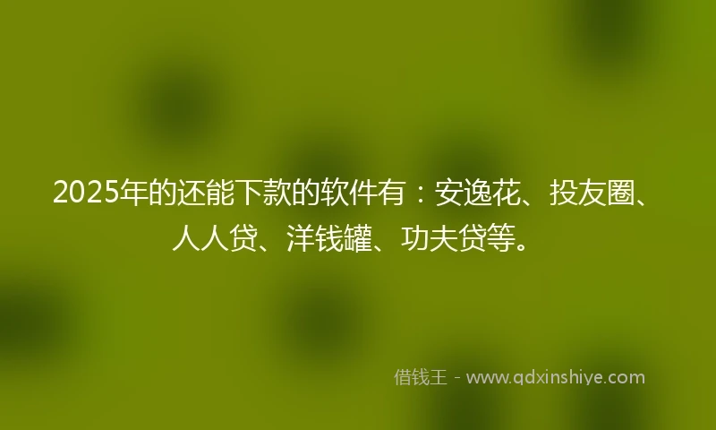 2025年的还能下款的软件有:安逸花、投友圈、人人贷、洋钱罐、功夫贷等。