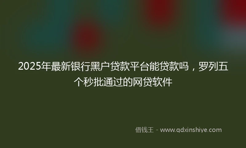 2025年最新银行黑户贷款平台能贷款吗，罗列五个秒批通过的网贷软件