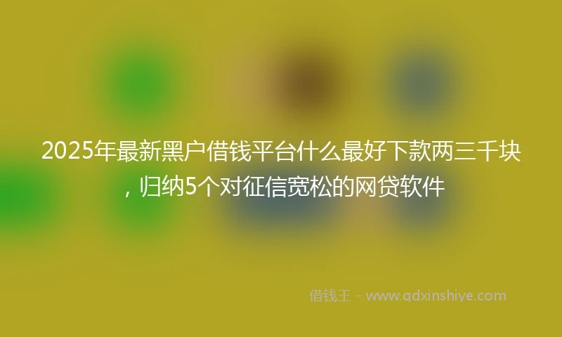 2025年最新黑户借钱平台什么最好下款两三千块，归纳5个对征信宽松的网贷软件