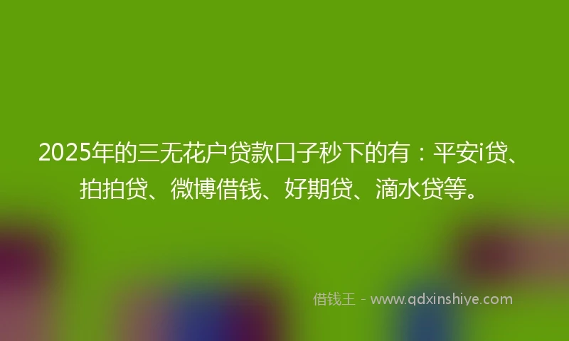 2025年的三无花户贷款口子秒下的有:平安i贷、拍拍贷、微博借钱、好期贷、滴水贷等。