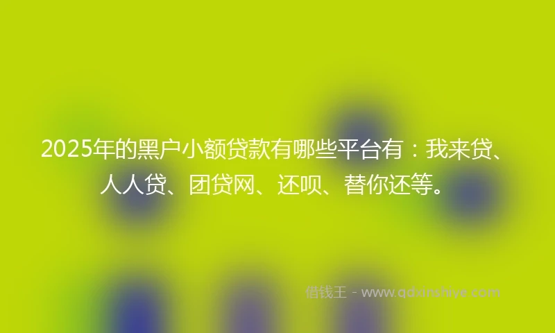 2025年的黑户小额贷款有哪些平台有：我来贷、人人贷、团贷网、还呗、替你还等。