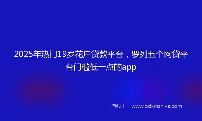 2025年热门19岁花户贷款平台,罗列五个网贷平台门槛低一点的app