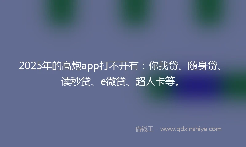 2025年的高炮app打不开有：你我贷、随身贷、读秒贷、e微贷、超人卡等。