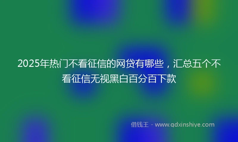 2025年热门不看征信的网贷有哪些，汇总五个不看征信无视黑白百分百下款