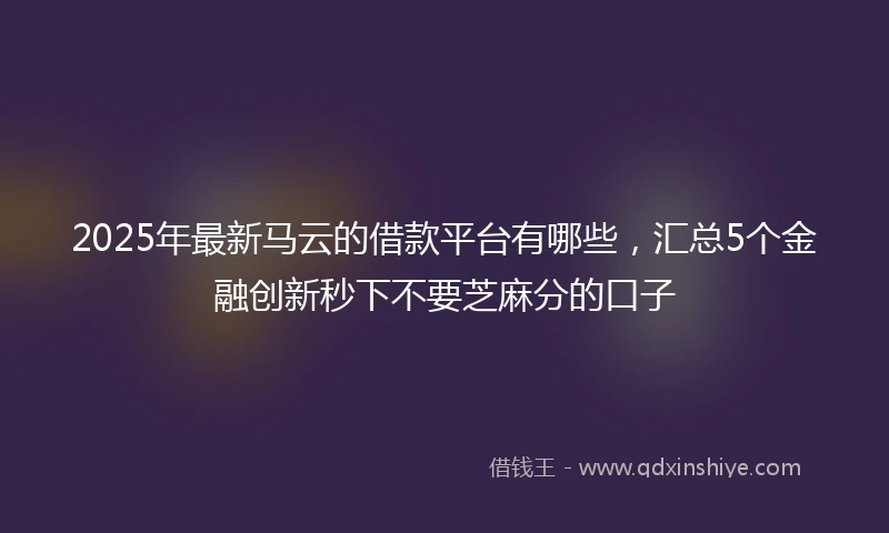 2025年最新马云的借款平台有哪些，汇总5个金融创新秒下不要芝麻分的口子