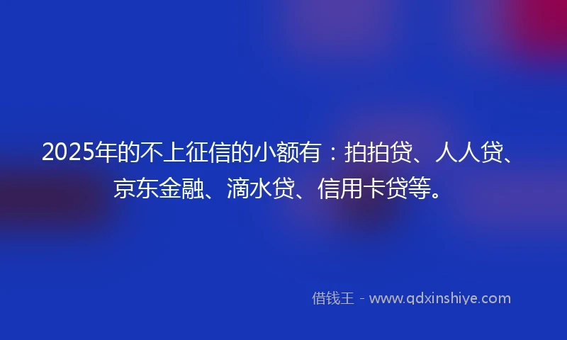2025年的不上征信的小额有：拍拍贷、人人贷、京东金融、滴水贷、信用卡贷等。