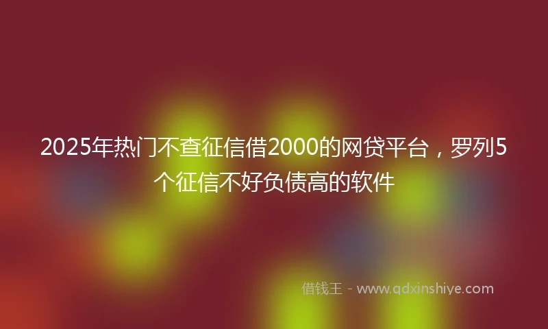 2025年热门不查征信借2000的网贷平台,罗列5个征信不好负债高的软件