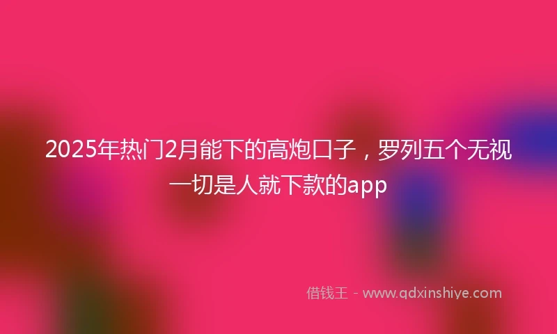 2025年热门2月能下的高炮口子，罗列五个无视一切是人就下款的app