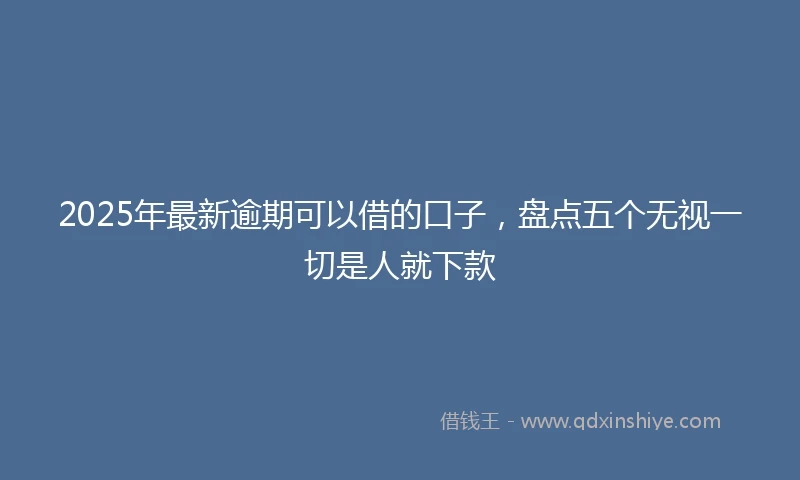 2025年最新逾期可以借的口子，盘点五个无视一切是人就下款