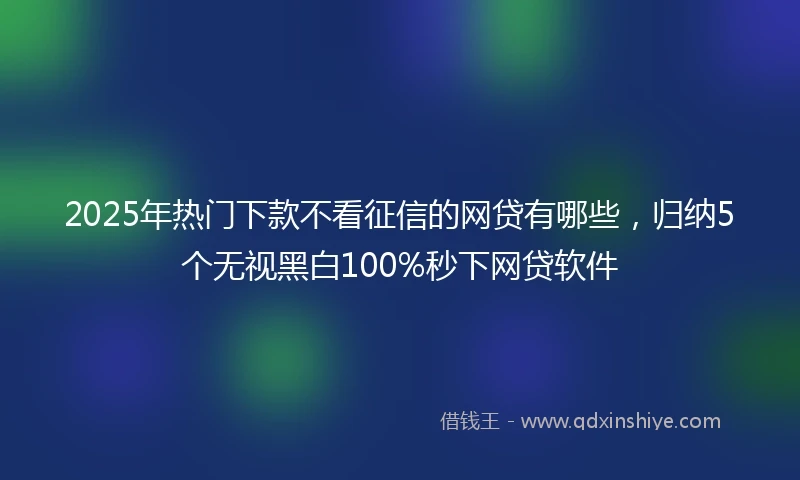 2025年热门下款不看征信的网贷有哪些，归纳5个无视黑白100%秒下网贷软件