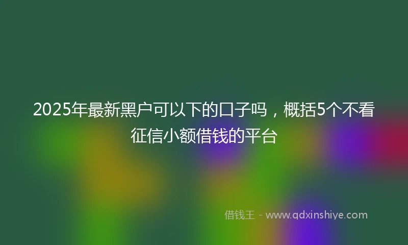 2025年最新黑户可以下的口子吗，概括5个不看征信小额借钱的平台