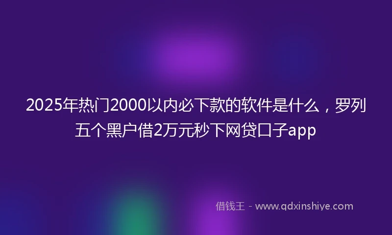 2025年热门2000以内必下款的软件是什么，罗列五个黑户借2万元秒下网贷口子app