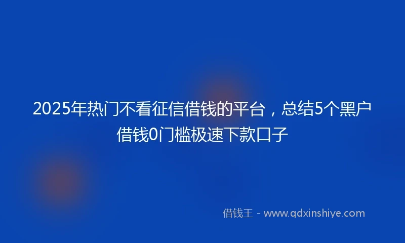 2025年热门不看征信借钱的平台,总结5个黑户借钱0门槛极速下款口子