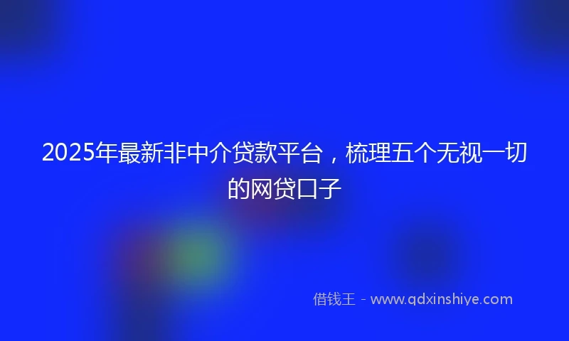 2025年最新非中介贷款平台，梳理五个无视一切的网贷口子