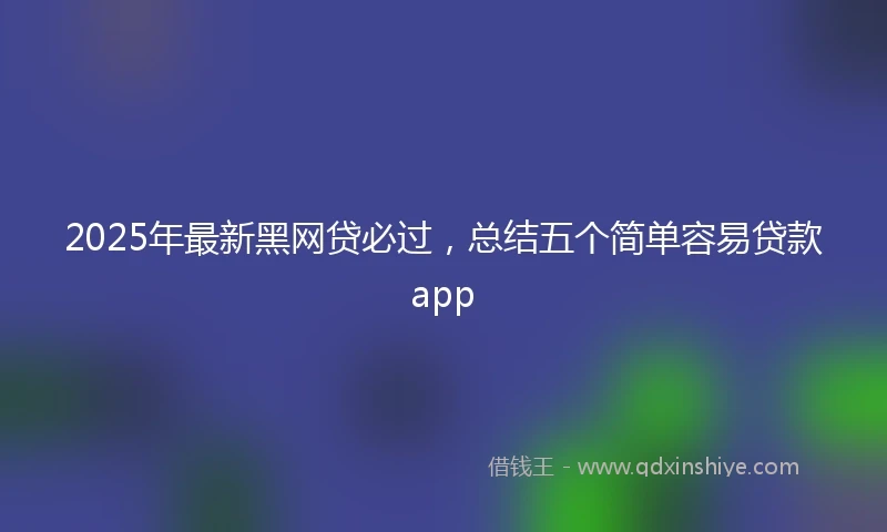 2025年最新黑网贷必过，总结五个简单容易贷款app