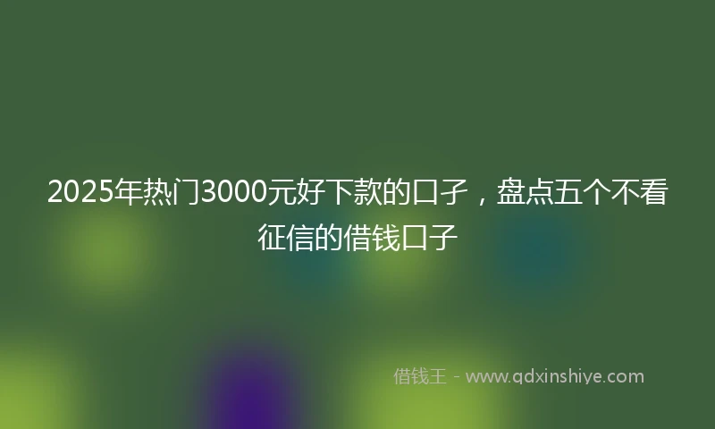 2025年热门3000元好下款的口孑，盘点五个不看征信的借钱口子