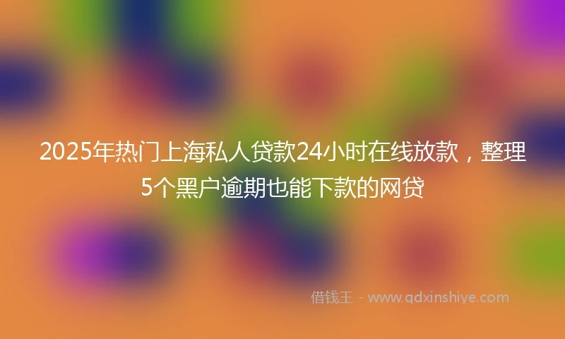 2025年热门上海私人贷款24小时在线放款，整理5个黑户逾期也能下款的网贷