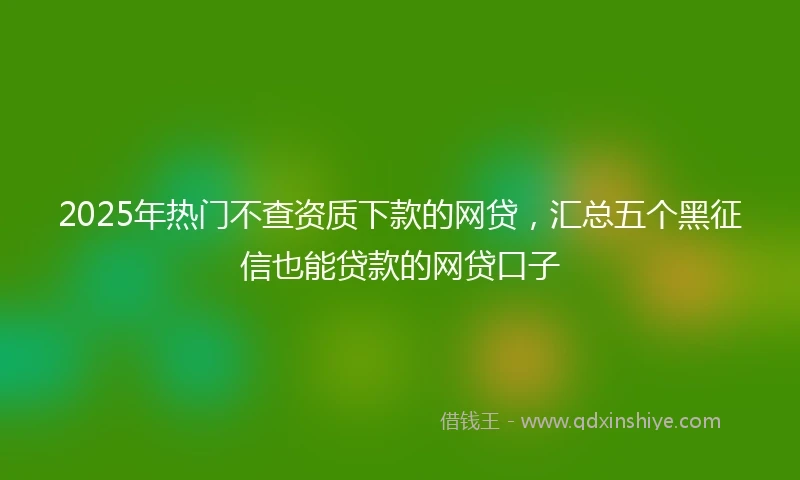 2025年热门不查资质下款的网贷,汇总五个黑征信也能贷款的网贷口子