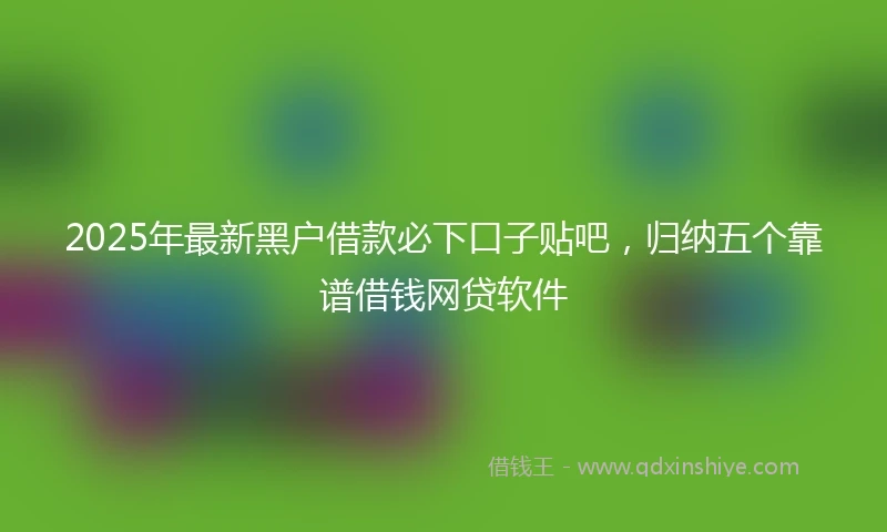 2025年最新黑户借款必下口子贴吧，归纳五个靠谱借钱网贷软件