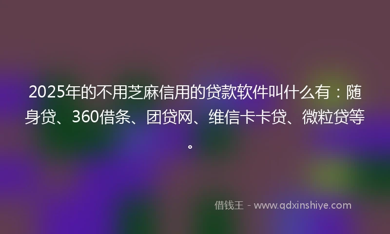 2025年的不用芝麻信用的贷款软件叫什么有：随身贷、360借条、团贷网、维信卡卡贷、微粒贷等。