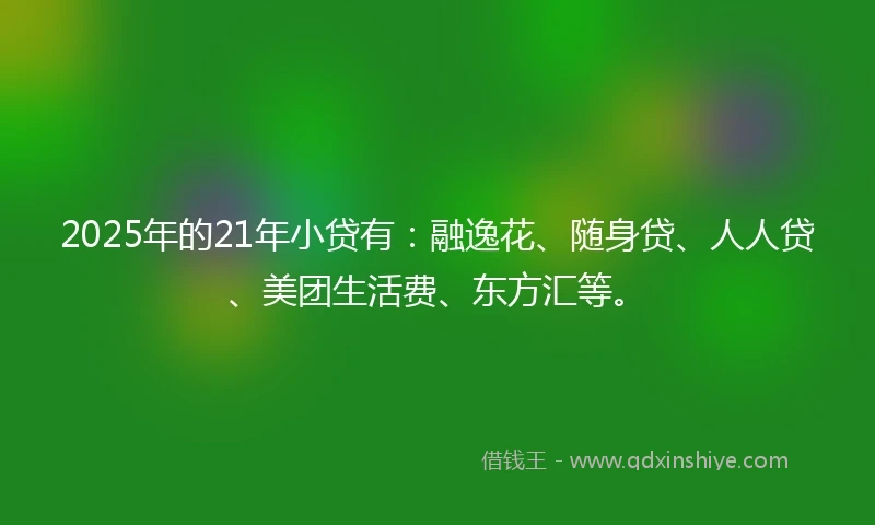 2025年的21年小贷有:融逸花、随身贷、人人贷、美团生活费、东方汇等。