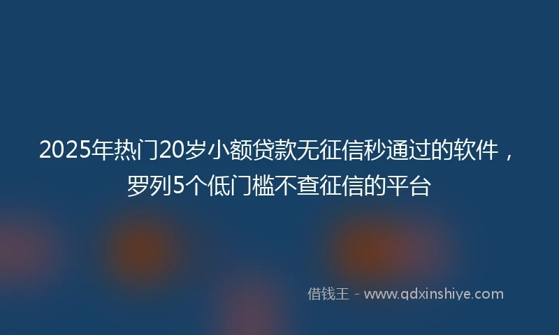 2025年热门20岁小额贷款无征信秒通过的软件，罗列5个低门槛不查征信的平台