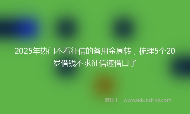 2025年热门不看征信的备用金周转，梳理5个20岁借钱不求征信速借口子